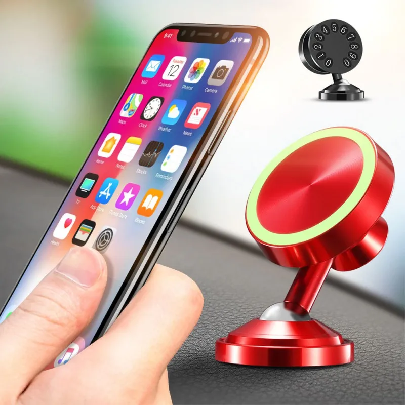 Автомобильный держатель для телефона светящийся магнитный автомобильный 360