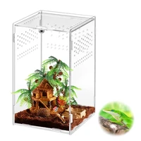 acrylic reptile terrarium micro transparent animal habitat terrarium reptiles cage mini enclosure feed breeding box with cover