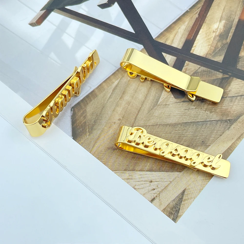 Персонализированный мужской Tiepin с именной табличкой из нержавеющей стали зажим