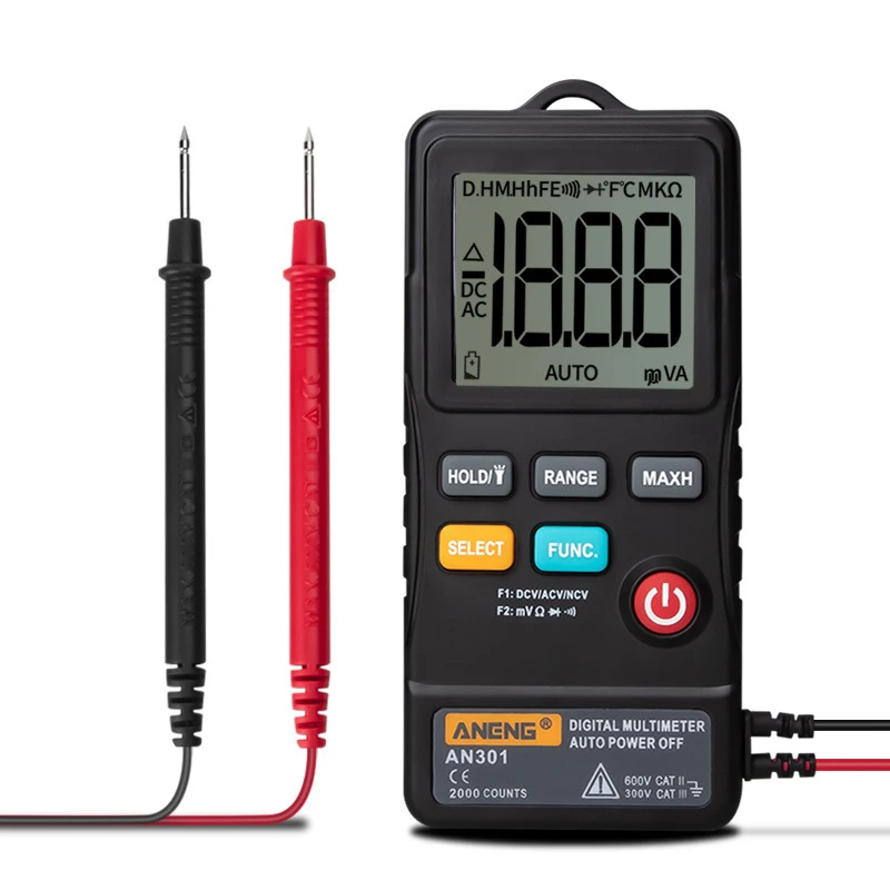 

Black/red Mini Digital Multimeter Portable AC DC Voltmeter Resistance Ammeter Meter Tester With LED Light 116.4*51.2mm