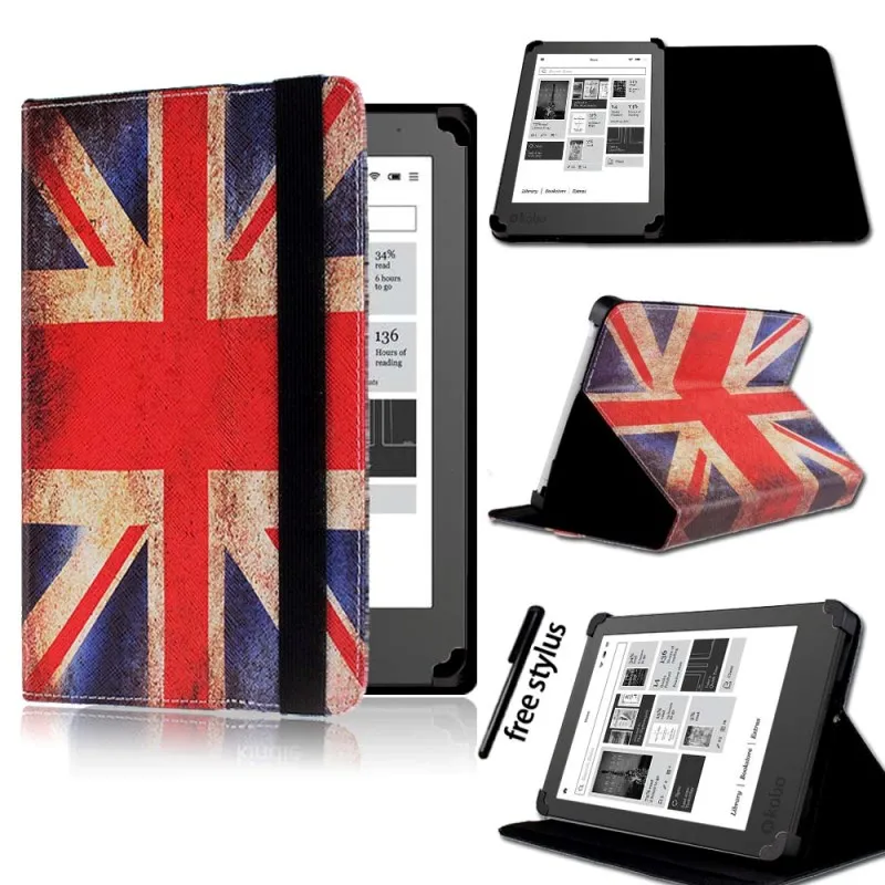 KK&LL для 2013 Kobo Aura " /NEW Aura Edition 2 6" eReader планшет-Кожаная подставка для планшета Folio Smart Cover чехол+ стилус