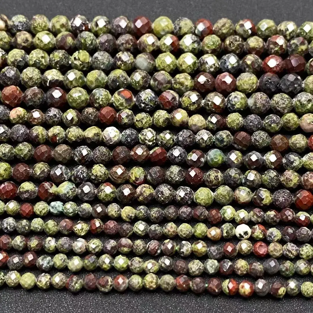 

Natural Gemstones Dragon Blood Jasper 2/3/4MM Faceted Round Spacer Beads For Jewelry Making DIY Earrings Bracelet Supplies Kit