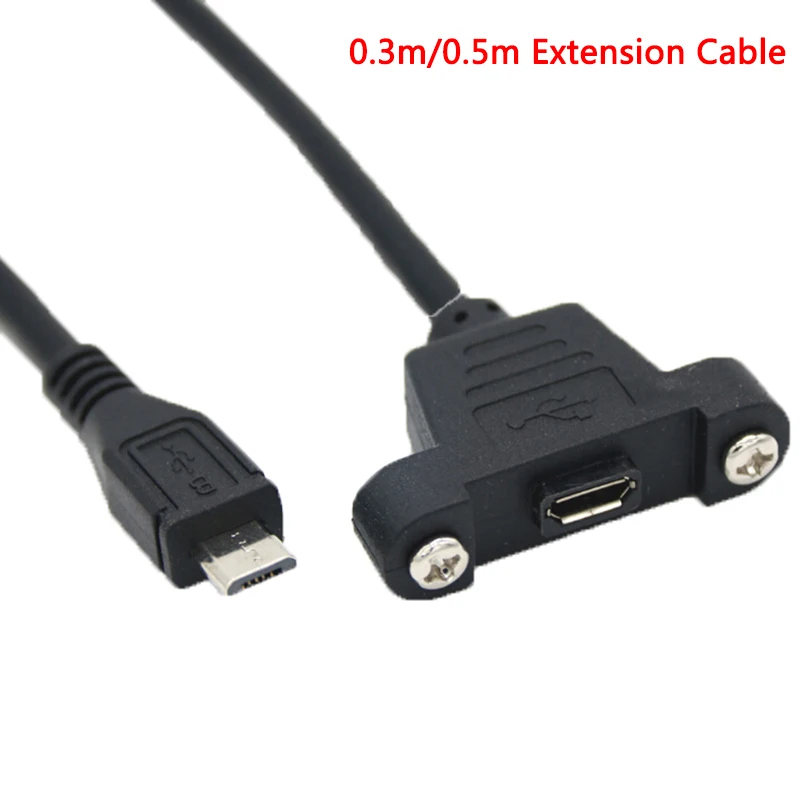 Micro USB 2 0 разъем для Женский Удлинительный кабель 30 см 50 с отверстием крепления на