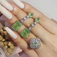 2021 trendy green 925 sterling silver dubai jewelry set drop earring open ring for women wedding christmas party love gift j6740