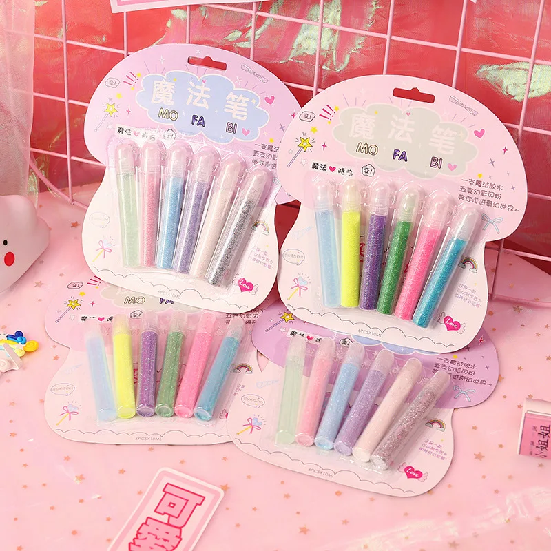 6 шт. DIY блестящие пышные ручки для рисования волшебная ручка-пузырек маркеры с
