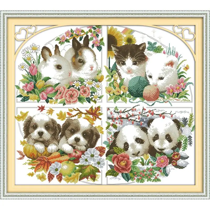 Всесезонные китайские пакеты с вышитыми животными счетные узоры для вышивки