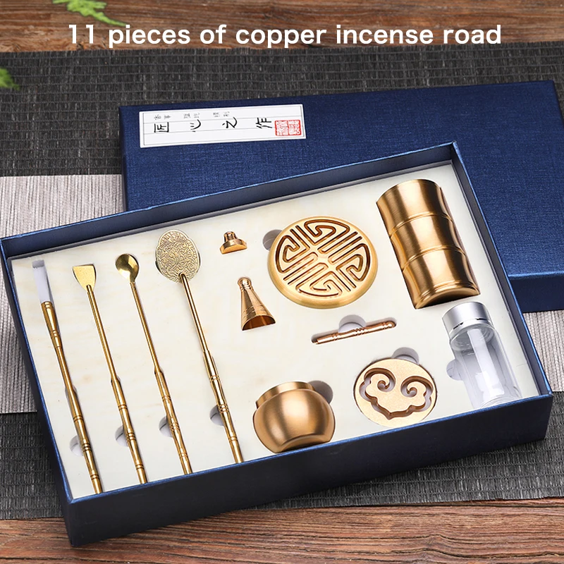 

High Quality Metal Incense Holder Set Brass Incense Burner Fine Censer Tool Box Gifts and Crafts Home Decorations Aroma Furnace