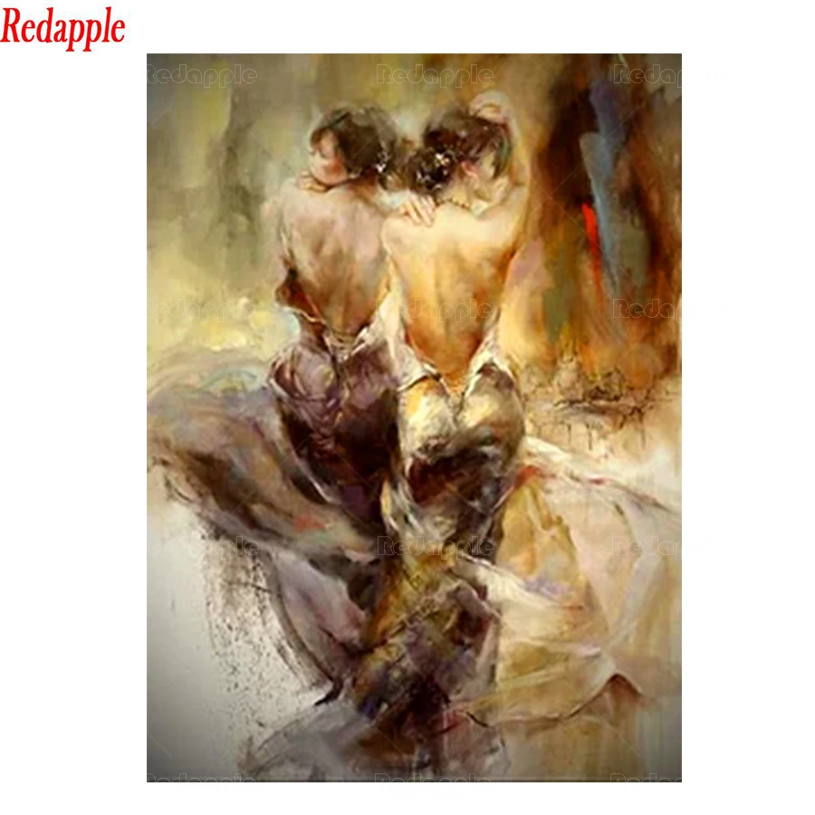 

5d photo Round Diamond Painting Abstract art, sexy dancing woman, back view Full Drill Square Mosaic Home Decor Handmade