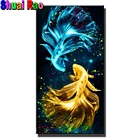 Набор для алмазной вышивки крестиком 5d сделай сам, набор для рисования с голубыми золотыми рыбками, мозаика для прихожей, коридора, украшение на удачу, 2022