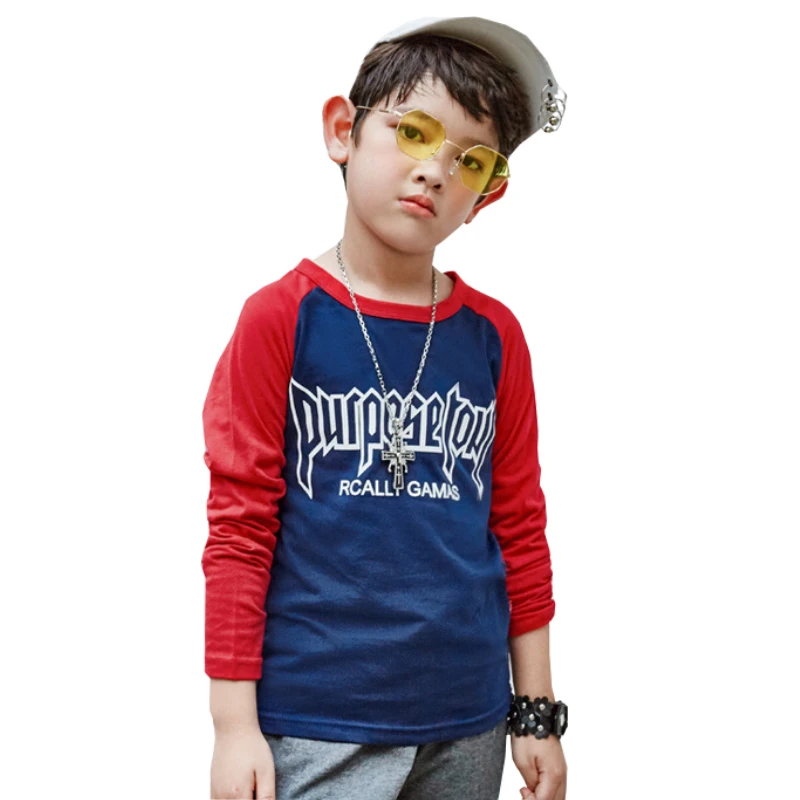 

Baby boy girl clothes spring and autumn sweat shirt top T-shirt letter printing hit color bottoming shirt quality child clothing