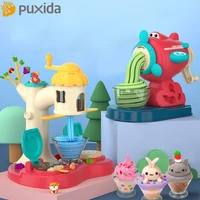 puxida children color clay playdough diy ice cream machine clay noodle machine play house kitchen toy set cloud slime multicolor