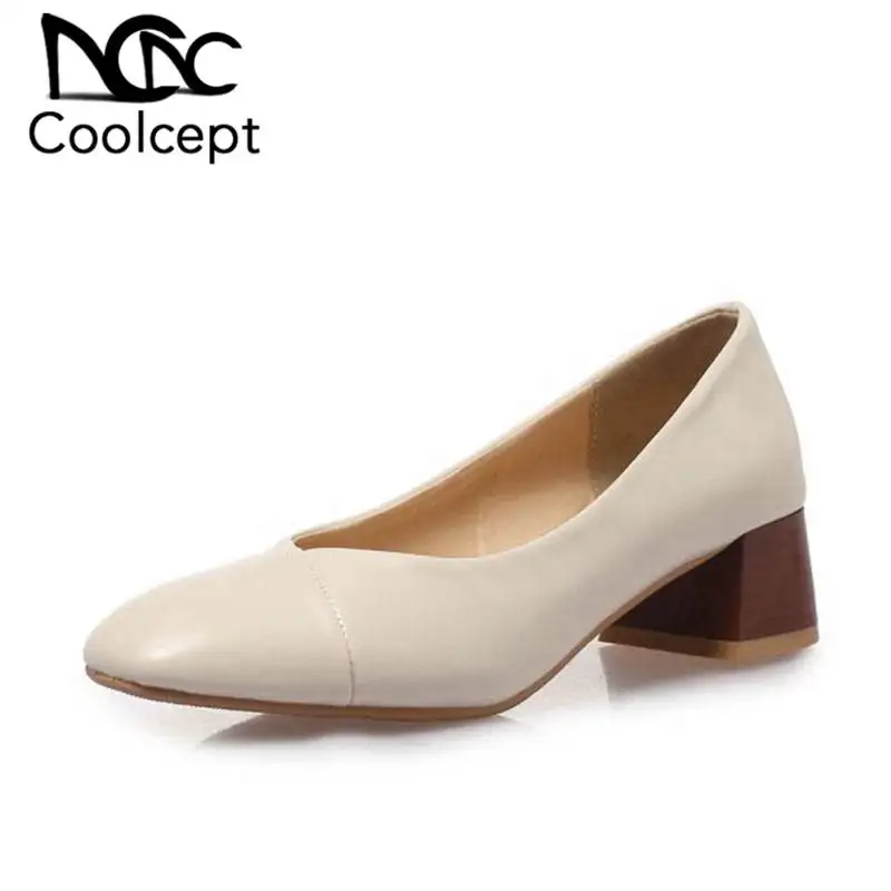 CoolCept/размеры 32-46 Женские туфли-лодочки Модная обувь на толстом каблуке с