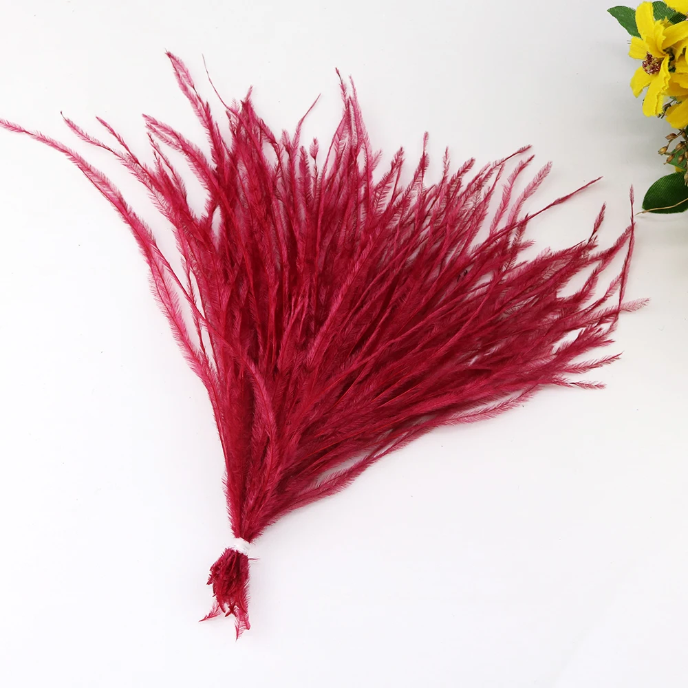 Wine Red Страусиное перо нити нанизанные DIY головной убор мешок ювелирные изделия свадебное украшение прекрасный 10-15 15-18 см мягкий цветной 1 пучок - Цвет: Wine Red