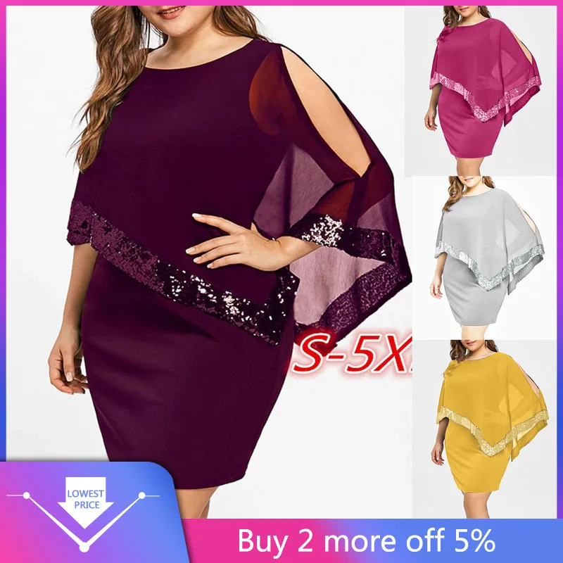 Женское платье с открытыми плечами асимметричное шифоновое большого размера XXXXXL