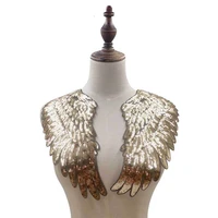 2pcs luxury glitter gold silver wings pattern sequins embroidery badge 3d lace applique dress blouse garment sewing cloth decor