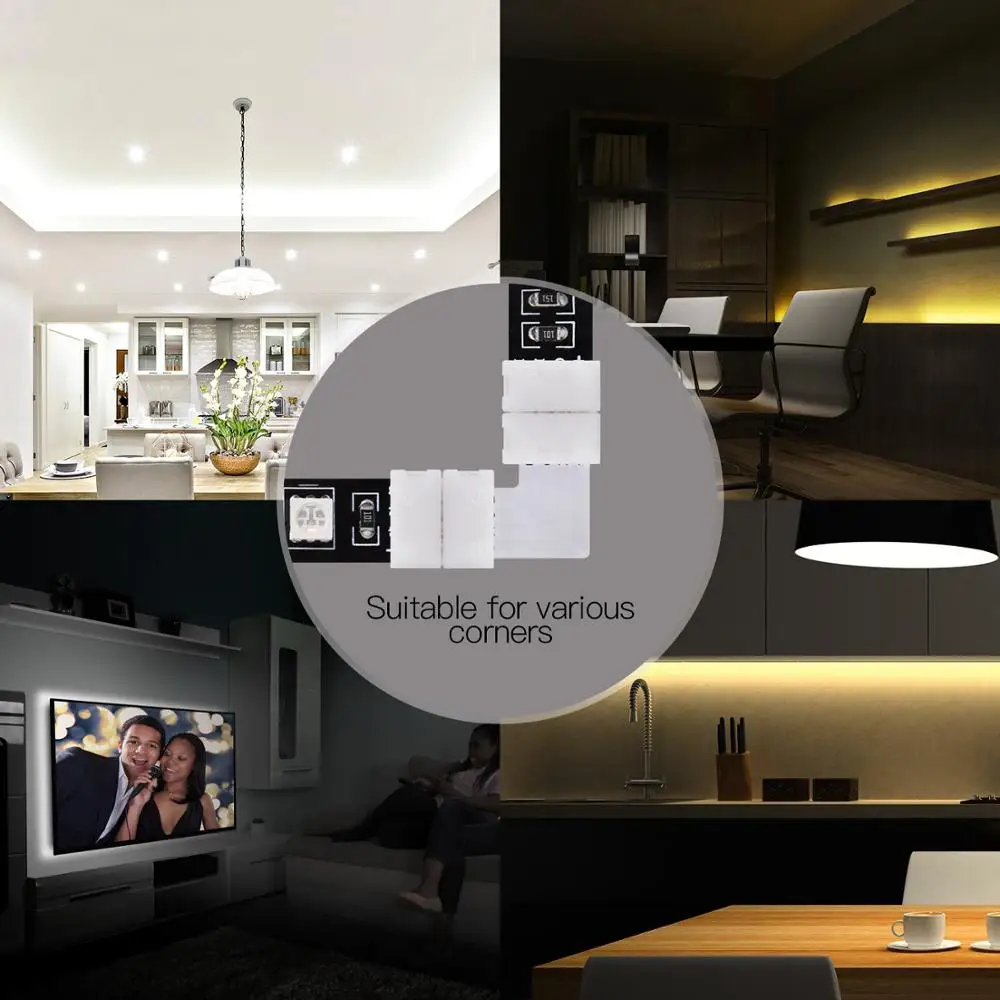 10 мм 4 Pin-код L Форма светодиодный Rgb Разъем для подключения угловая под прямым