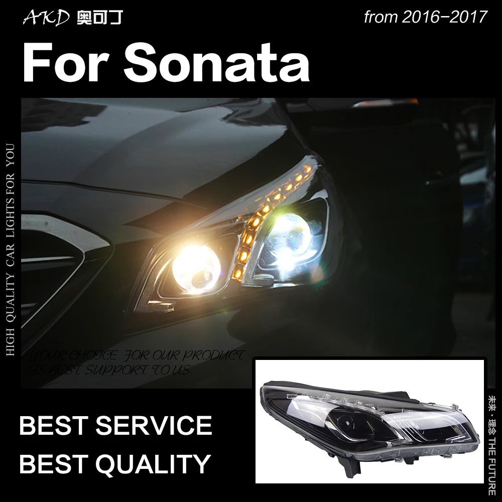 AKD автостайлинг фара для Hyundai Sonata фары 2016 2017 новая светодиодный ная DRL Hid