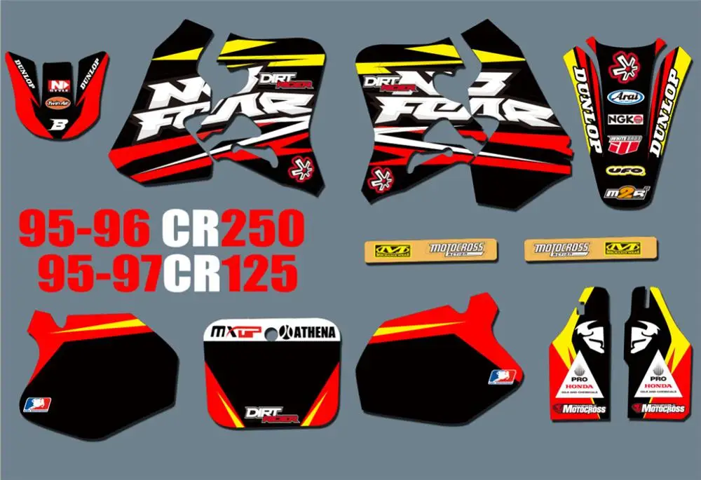 Красные и белые наклейки для команды графические Фоновые Honda CRF125 1995 97 CR250 1996 CRF 125 CR