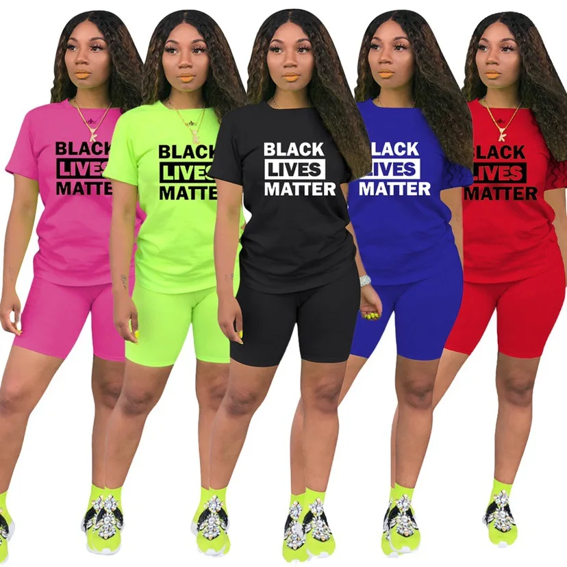 

ChocoMist Two-piece "BLACK LIVES MATTER"Slogan Design Home Wear Pant Set TY1828