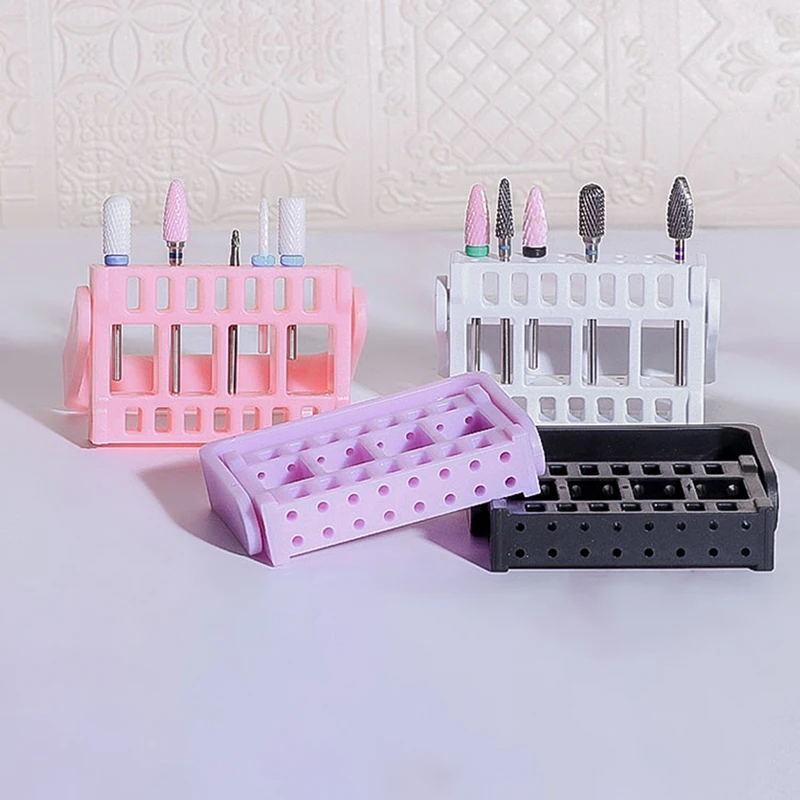 

16 Holes Nail Art Drill Bit Display Grinding Head Holder Storage Box Manicure