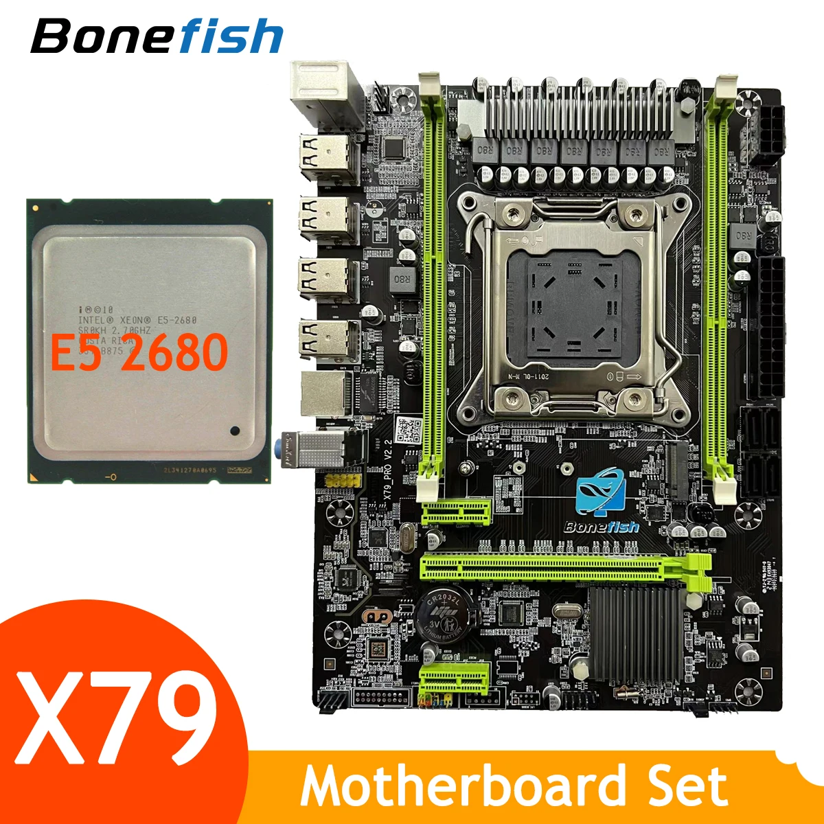 

X79 Motherboard Kit Set with Intel Xeon E5 2680 Processor LGA 2011 Combo NO RAM Support DDR3 1066 1333 1600 MHz NVME M.2 M2