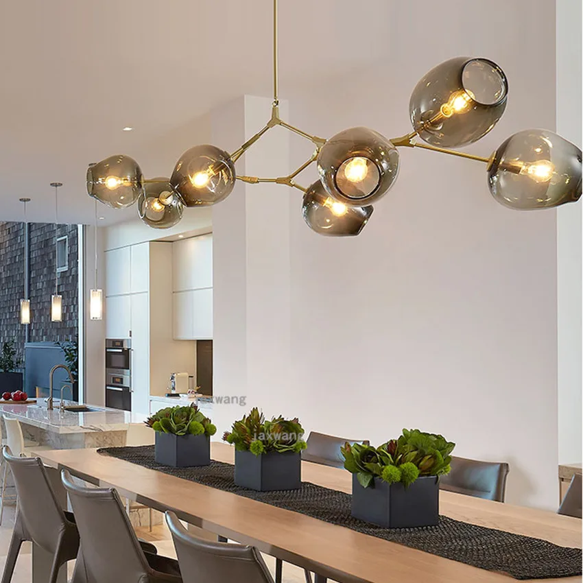 Скандинавская стеклянная светодиодная люстра с градиентом современный декор