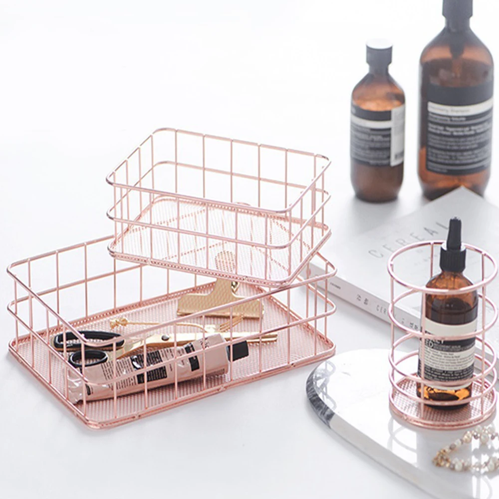 Популярная Скандинавская корзина для хранения из розового золота и