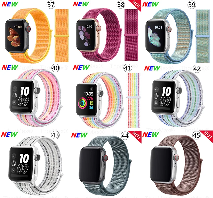 Ремешок для часов Apple Watch 4 серии 5 4 3 мягкий легкий дышащий нейлоновый спортивный ремешок 38 мм 42 мм 40 мм 44 мм Ремешки для наручных часов