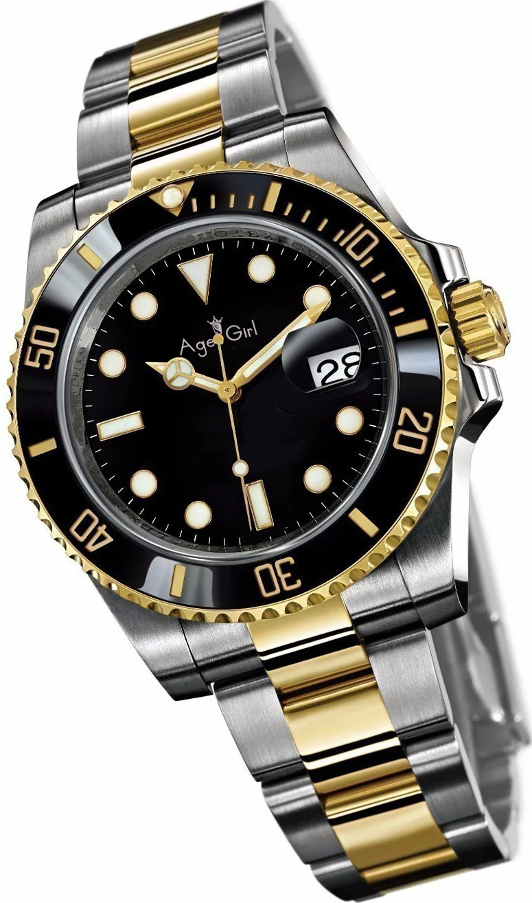 

Classic New Men's Automatic Mechanical Watches Silver Black Stainless Steel Ceramic Bezel Crystal Sapphire Glass AAA+