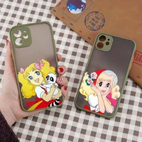 candy candy manga cartoon phone case green color matte transparent for iphone 12 11 pro max mini x xr xs 7 8 plus cover funda
