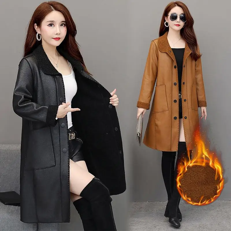 Женская бархатная куртка из искусственной кожи толстое теплое пальто