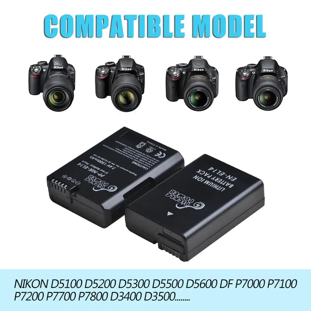 Двойное зарядное устройство с ЖК-дисплеем для Nikon P7800 P7700 P7100 P7000 D5600 D5500 D5300 D5200 D5100