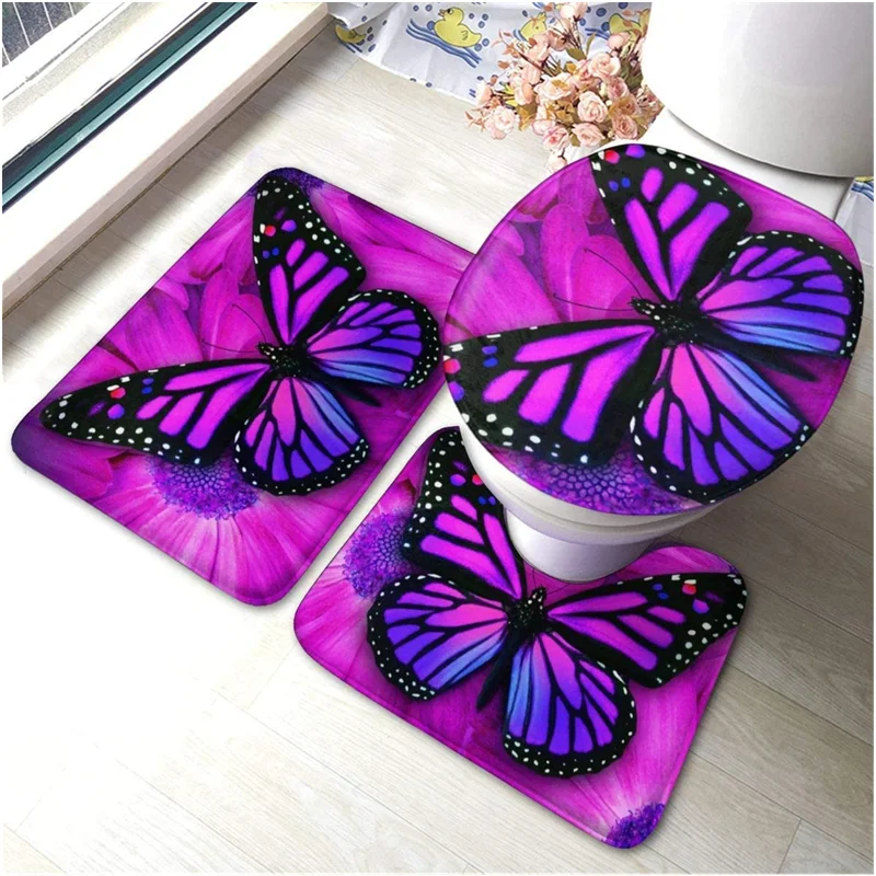 

Carpet mat 3 pieces non-slip bathroom rug coarse pile shower mat washing machine can be washed for living room office home