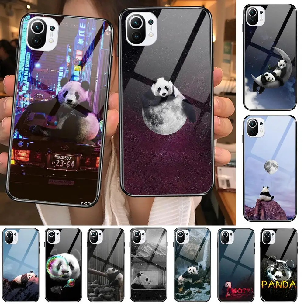 

Super Cute Panda Tempered Glass Phone shell Case For xiaomi redmi 11 Lite pro Ultra 10T 10 9 8 cc se Cover Silicone Cases