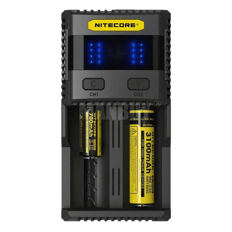 Бенчмарк NITECORE SC2 интеллектуальная зарядка 3A Быстрая зарядка превосходное зарядное устройство с 5А общим выходом+ 18650*2 батареи