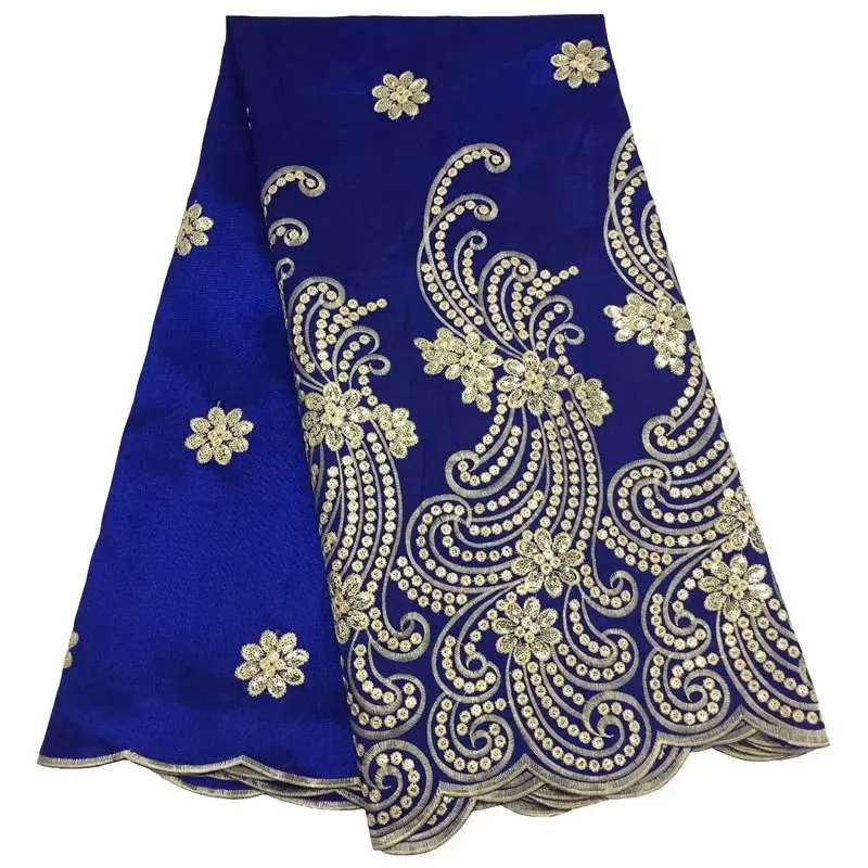 Нигерийский сырой шелк Джордж обертки с блестками африканская ткань камнями