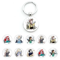 disney key rings charms hand painted princess glass cabochon pendant key chains design gifts girls women creative jewelry fsd20