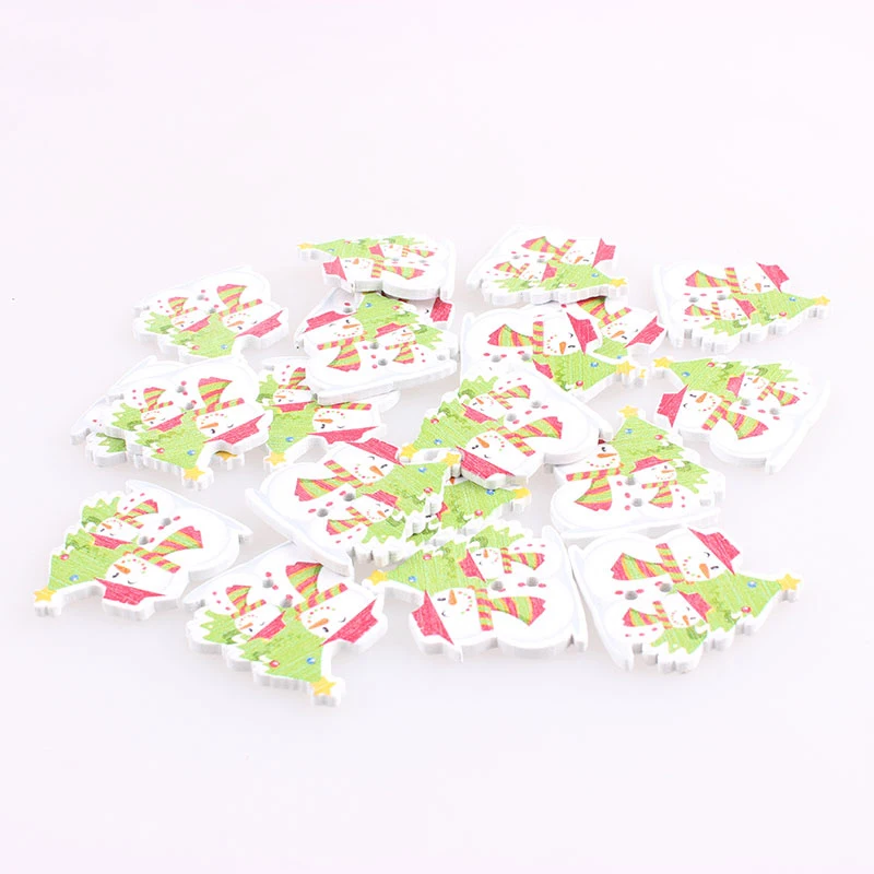 Рождественские декоративные пуговицы в виде снеговика деревянные с 2