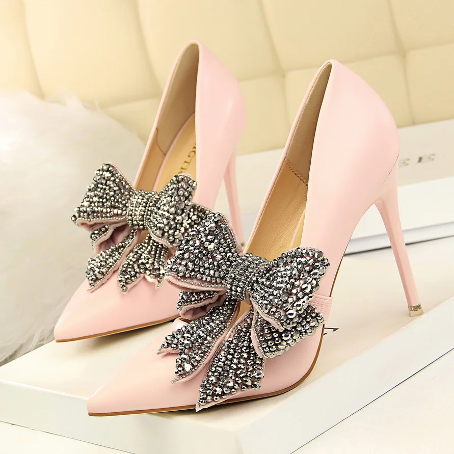 BIGTREE/Женская обувь на высоком каблуке Пикантные женские свадебные туфли-лодочки