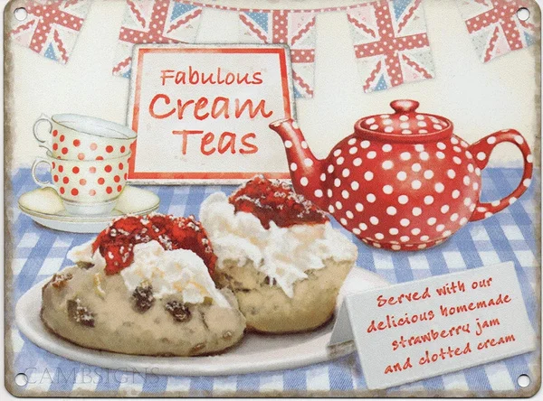 

Shabby Chic Style Fabulous Cream Teas Metal Sign Nostalgic Vintage Retro Tin Sign