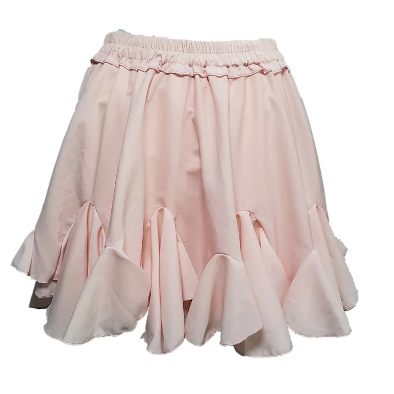 

Women Skirt Solid Color Loose Summer Aline High Waist Pleated Mini Skirt