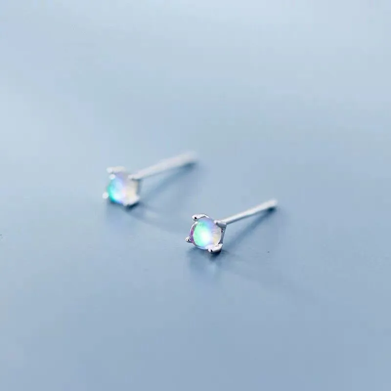 

925 Sterling Silver Gradient Opal Minimalist Classic Stud Earrings For Women birthday party Fine Jewelry eh1110