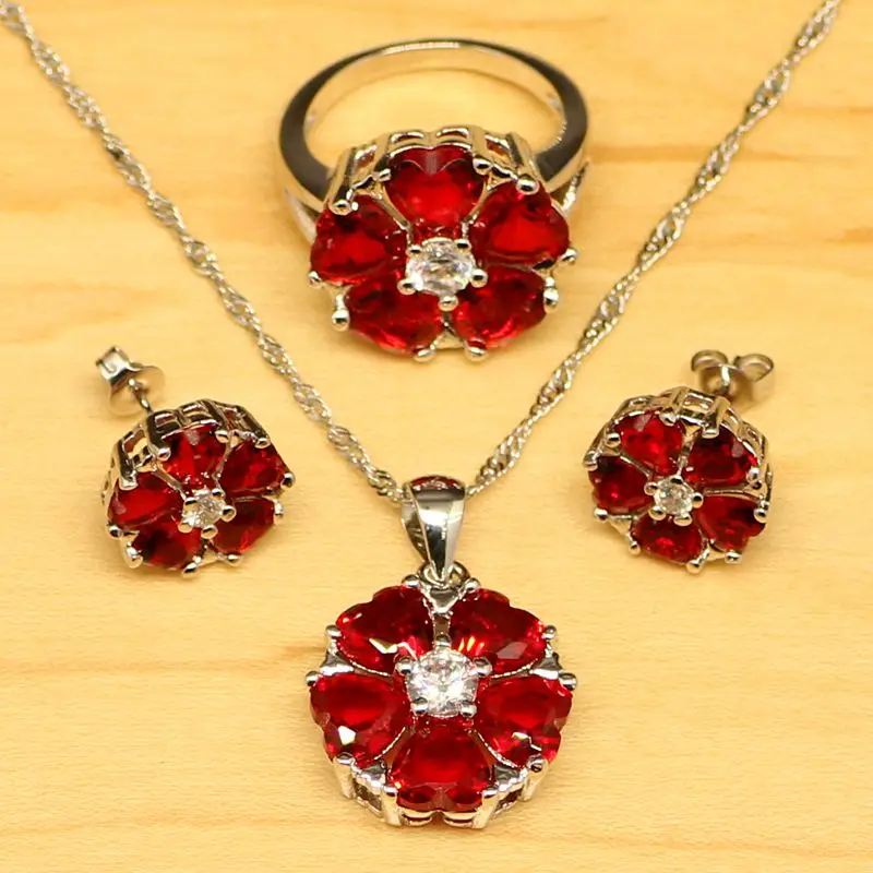 Набор ювелирных изделий из белого кубического циркония в форме сердца Красного