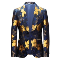 2021 mens high end business casual single button suit spring and autumn fashion print suit coats youth slim fit blazer jacket m
