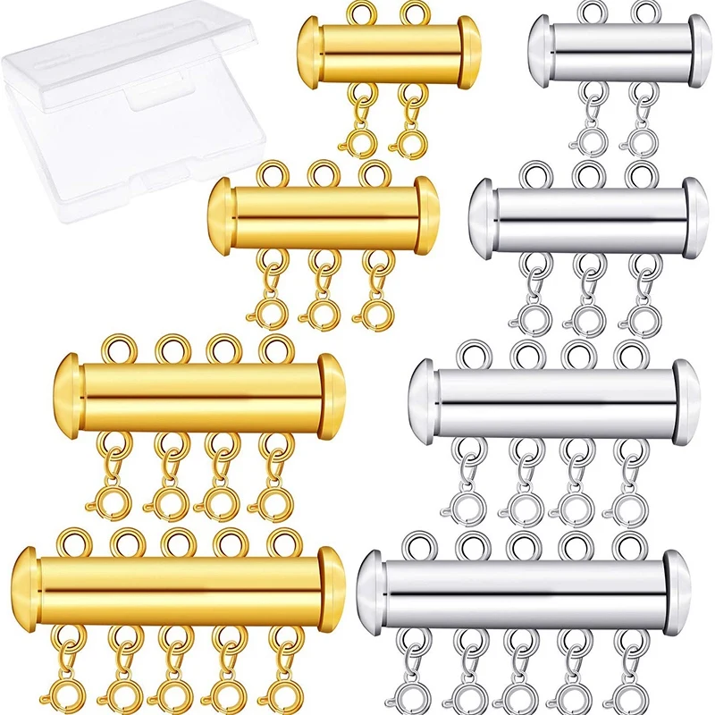 8 штук 4 размера застежка замок ожерелье соединитель мульти нити горка трубчатая
