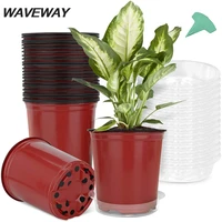 20pcs mini plastic round flower pot holder nursery planter grow box fall resistant tray for home garden home decor