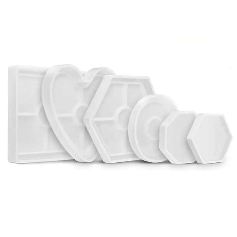 

4/6Pcs Crystal Epoxy Resin Mold Hexagon Round Coaster Casting Silicone Mould Handmade DIY Crafts Jewelry Making Tool