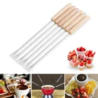 6 шт.набор, палочки для еды, нержавеющая сталь Вилка для шоколада, фруктовый сыр