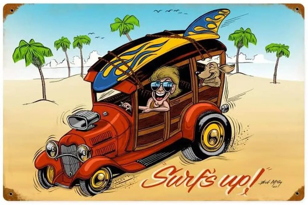 

Losea Surfs вверх винтажная жестяная вывеска Стена ретро металлический Бар Паб постер металл 12x16 дюймов