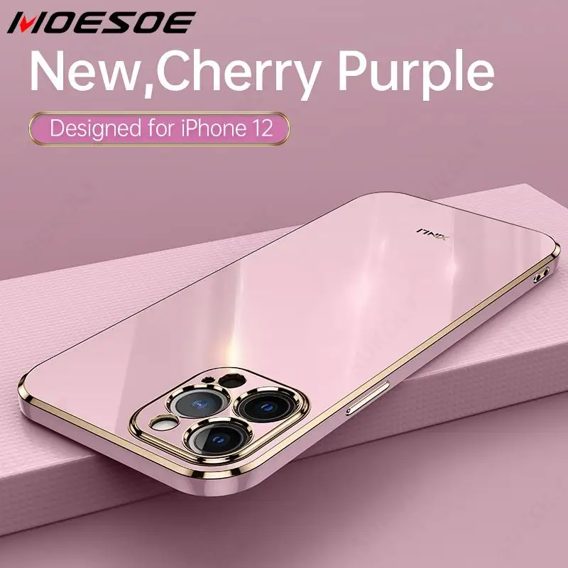 

Shockproof Plating Square Silicone Case Full Lens Protection Cover For iPhone 11 12 Pro Max XS Max XR X 8 7 6 6s Plus SE 2020